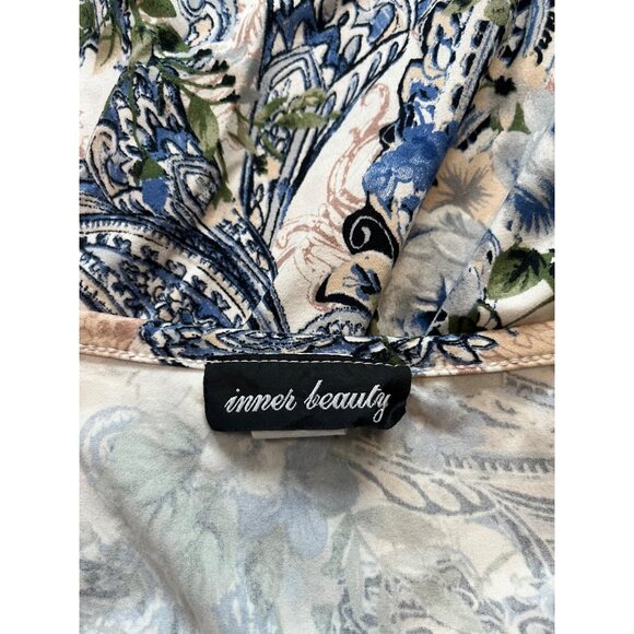 Vtg Inner Beauty Womens Floral Paisley Print Top Tie Sleeves Size 2X Boho Tunic - Picture 6 of 7